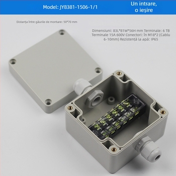 Cutie de distribuție din plastic, impermeabilă pentru exterior, cu terminal, pentru cabluri, cu urechi de montaj, ABS