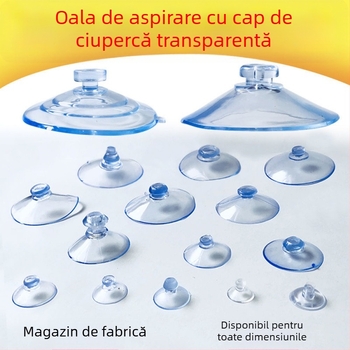 Suport pentru plăcuța de înmatriculare auto cu ventuză PVC, cap de ciupercă, transparent, design cu mai multe cârlige, sarcină 0–1 kg