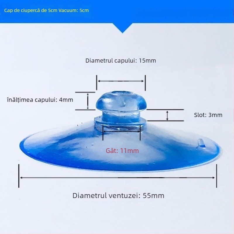 Suport pentru plăcuța de înmatriculare auto cu ventuză PVC, cap de ciupercă, transparent, design cu mai multe cârlige, sarcină 0–1 kg