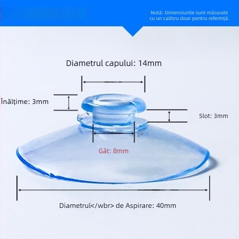 Suport pentru plăcuța de înmatriculare auto cu ventuză PVC, cap de ciupercă, transparent, design cu mai multe cârlige, sarcină 0–1 kg