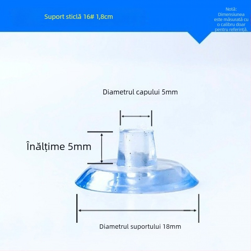 Suport pentru plăcuța de înmatriculare auto cu ventuză PVC, cap de ciupercă, transparent, design cu mai multe cârlige, sarcină 0–1 kg