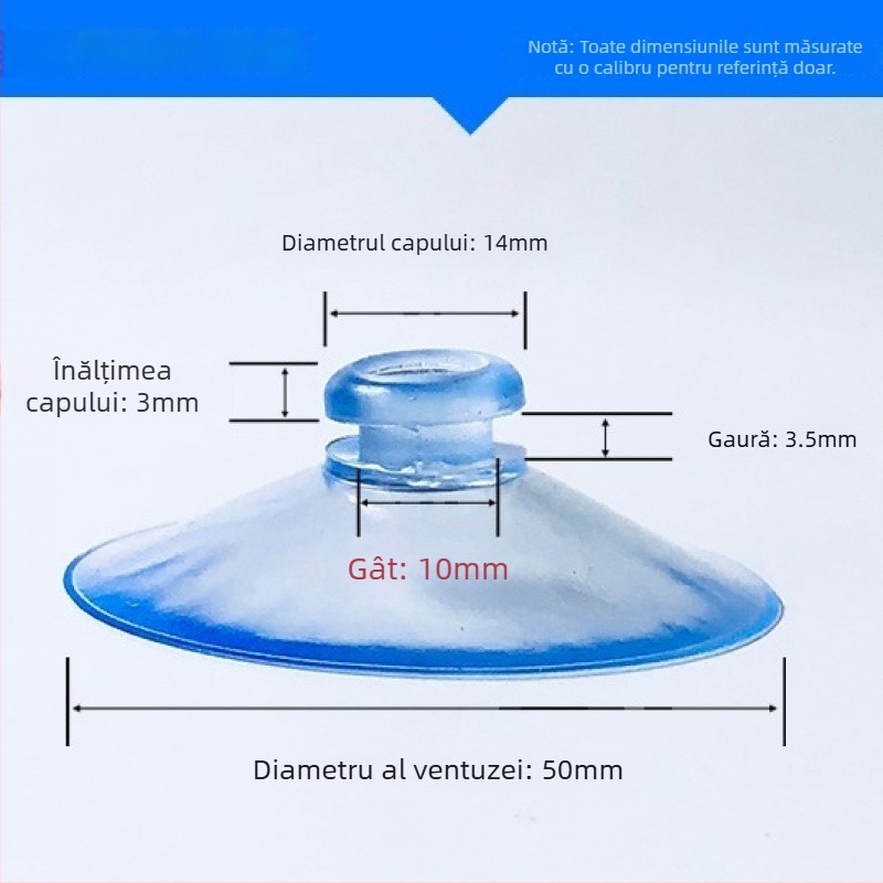 Suport pentru plăcuța de înmatriculare auto cu ventuză PVC, cap de ciupercă, transparent, design cu mai multe cârlige, sarcină 0–1 kg