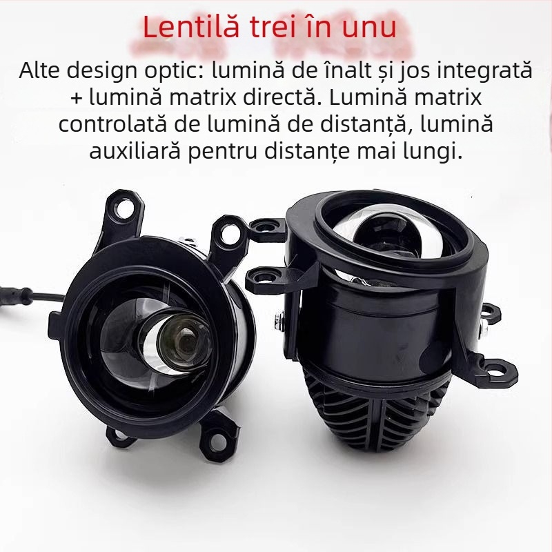Lumină de ceață frontală LED, 45W, 12V, lentilă cu focalizare dublă și fisheye