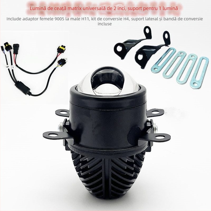 Lumină de ceață frontală LED, 45W, 12V, lentilă cu focalizare dublă și fisheye