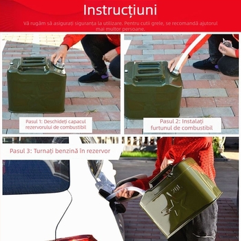 Tambur de combustibil din oțel gros – pentru benzină și motorină, recipient auto durabil