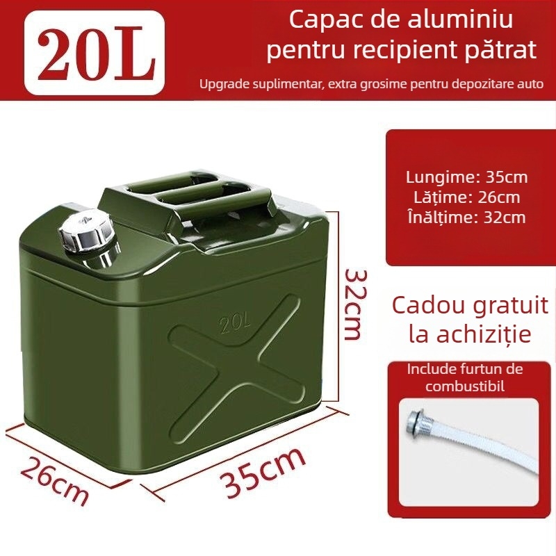 Tambur de combustibil din oțel gros – pentru benzină și motorină, recipient auto durabil