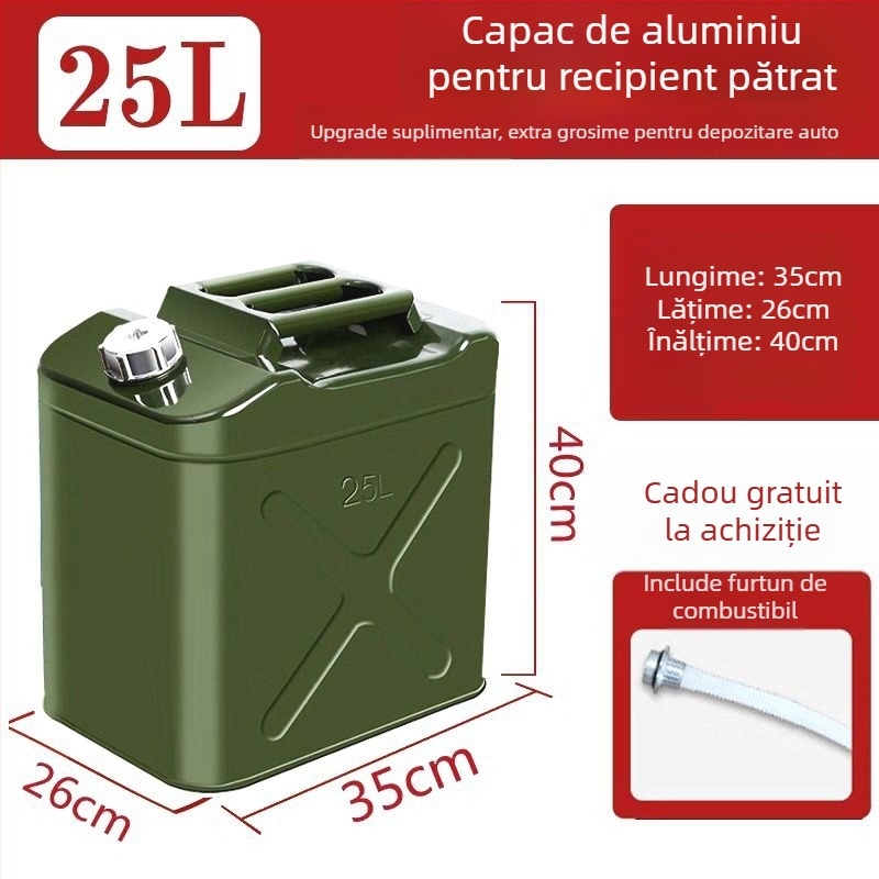 Tambur de combustibil din oțel gros – pentru benzină și motorină, recipient auto durabil