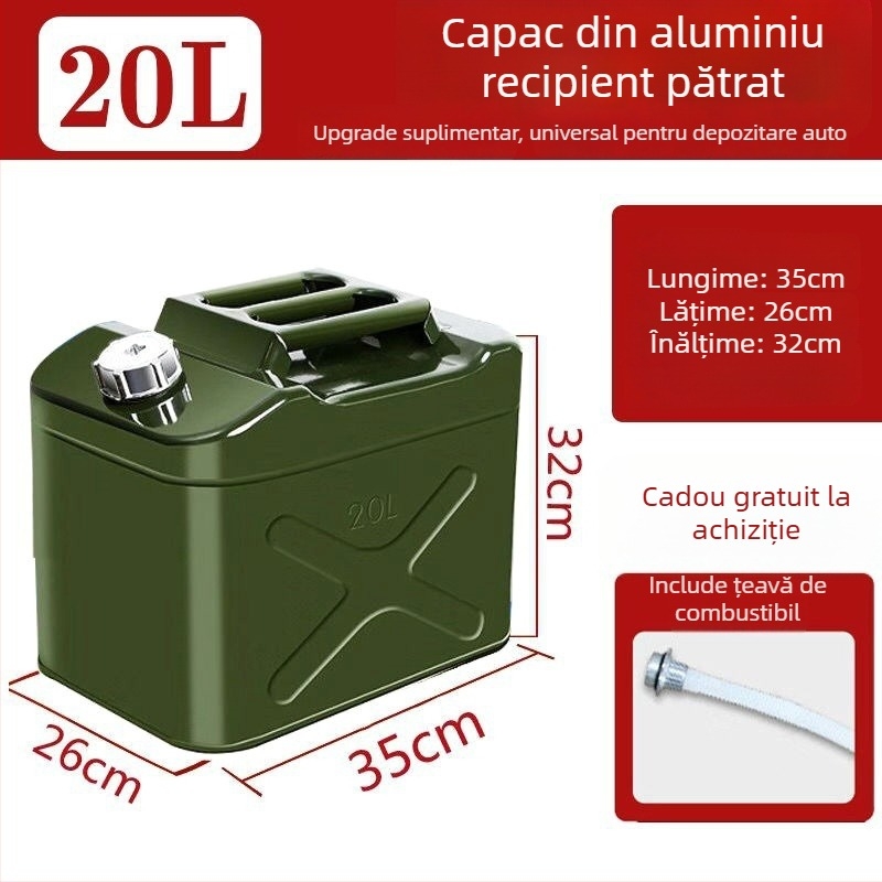 Tambur de combustibil din oțel gros – pentru benzină și motorină, recipient auto durabil
