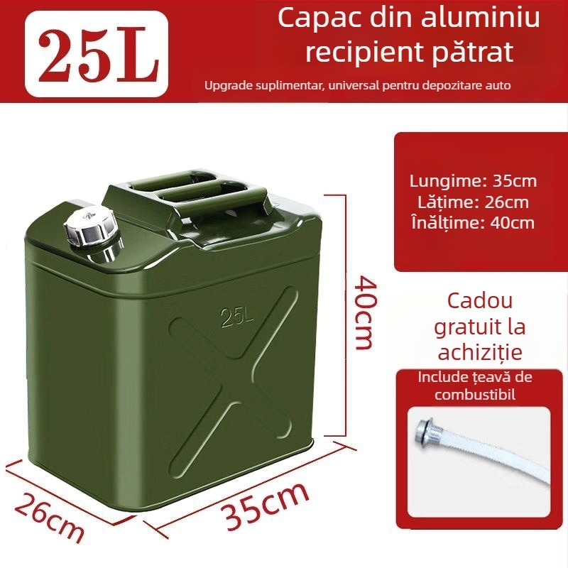 Tambur de combustibil din oțel gros – pentru benzină și motorină, recipient auto durabil
