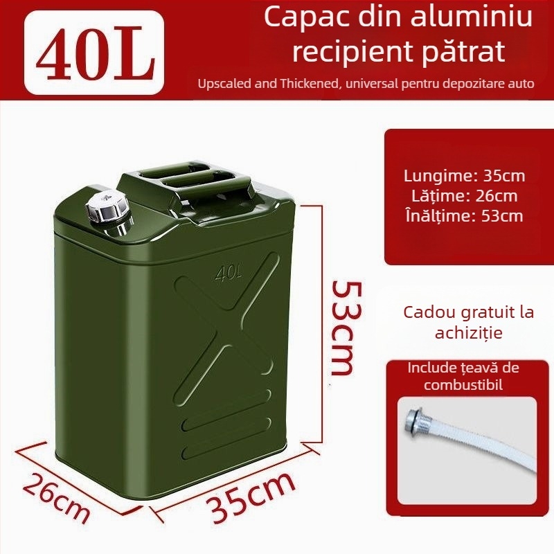 Tambur de combustibil din oțel gros – pentru benzină și motorină, recipient auto durabil
