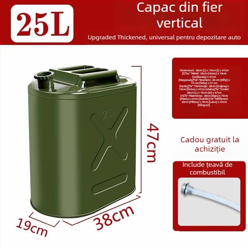 Tambur de combustibil din oțel gros – pentru benzină și motorină, recipient auto durabil