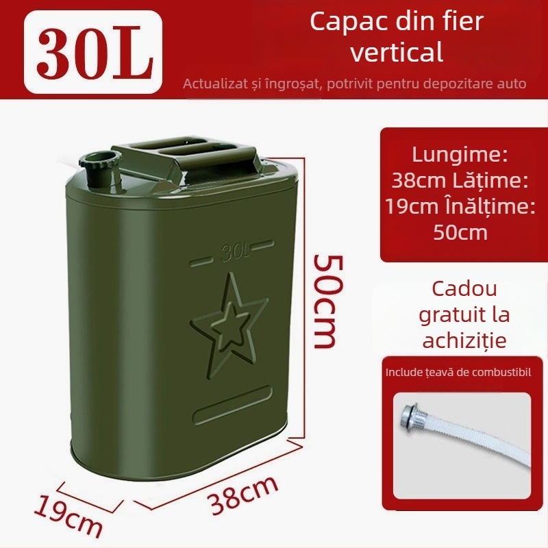 Tambur de combustibil din oțel gros – pentru benzină și motorină, recipient auto durabil