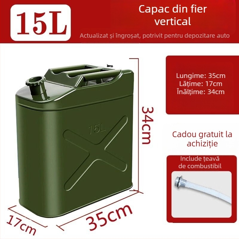 Tambur de combustibil din oțel gros – pentru benzină și motorină, recipient auto durabil