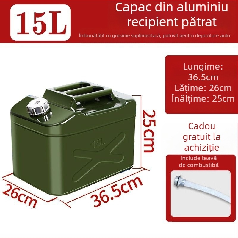 Tambur de combustibil din oțel gros – pentru benzină și motorină, recipient auto durabil