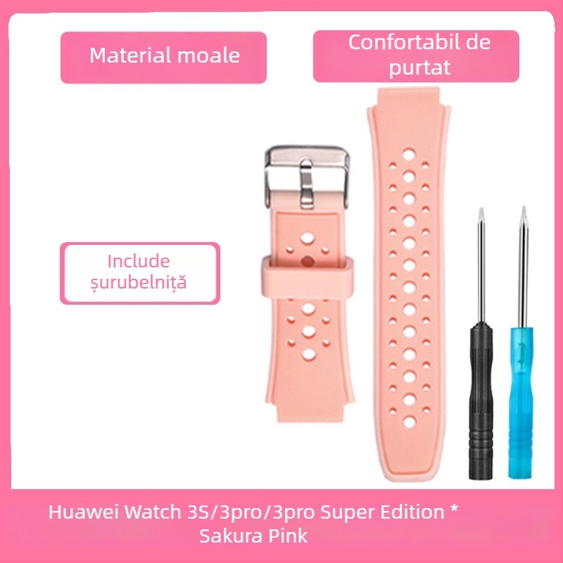 Brățară din silicon pentru Huawei Kids' Phone Watch 3 Pro/3S/4X/3, lățime de 18 mm, cataramă cu pin, stil simplu