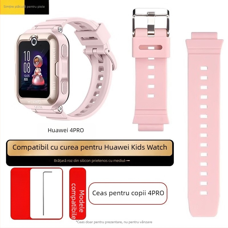 Brățară din silicon pentru Huawei Kids' Phone Watch 3 Pro/3S/4X/3, lățime de 18 mm, cataramă cu pin, stil simplu