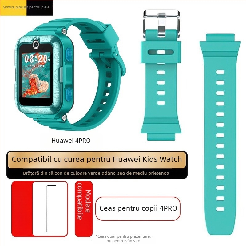 Brățară din silicon pentru Huawei Kids' Phone Watch 3 Pro/3S/4X/3, lățime de 18 mm, cataramă cu pin, stil simplu