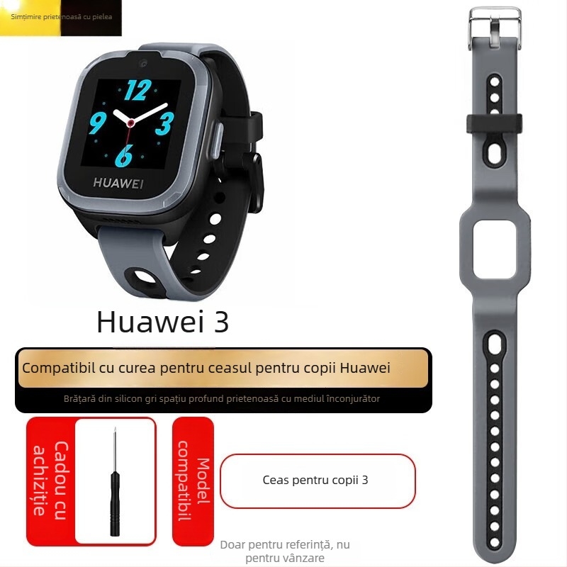 Brățară din silicon pentru Huawei Kids' Phone Watch 3 Pro/3S/4X/3, lățime de 18 mm, cataramă cu pin, stil simplu