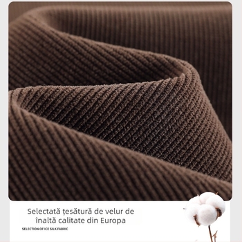 Pantaloni largi de damă, cu fleece din chenille, talie înaltă, lungime 3/4