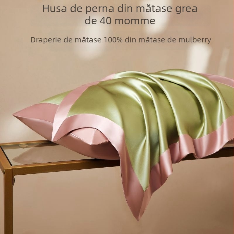 Feță de pernă din mătase 100%, țesătură simplă, vopsire reactivă, stil modern minimalist