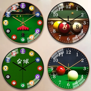 Ceas de perete pentru camera de biliard | Stil modern, Mișcare cuarț, alimentare cu baterii, carcasă din plastic