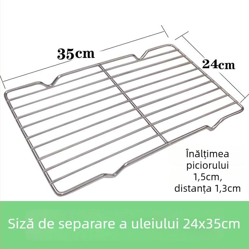 Tavă pătrată din oțel inoxidabil, pentru uz comercial, cu rack din plasă pentru controlul uleiului, tavă de filtrare apă-ulei, prezentare pentru alimente, pentru frigere și condimentare