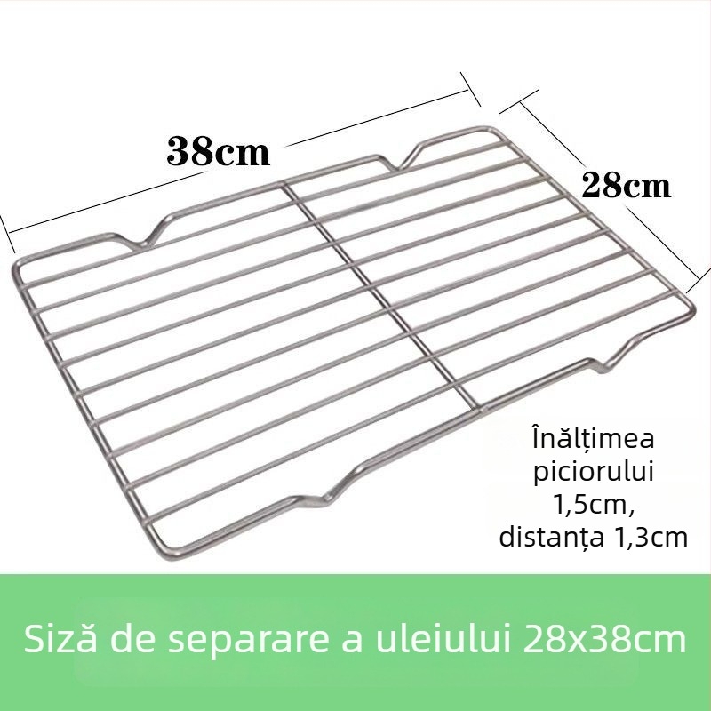 Tavă pătrată din oțel inoxidabil, pentru uz comercial, cu rack din plasă pentru controlul uleiului, tavă de filtrare apă-ulei, prezentare pentru alimente, pentru frigere și condimentare