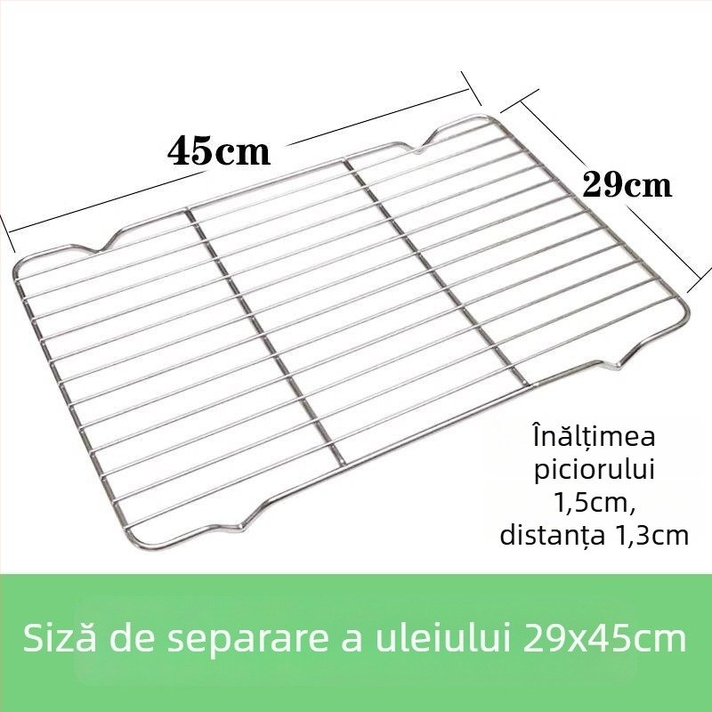 Tavă pătrată din oțel inoxidabil, pentru uz comercial, cu rack din plasă pentru controlul uleiului, tavă de filtrare apă-ulei, prezentare pentru alimente, pentru frigere și condimentare