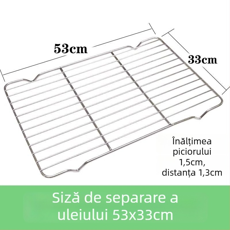 Tavă pătrată din oțel inoxidabil, pentru uz comercial, cu rack din plasă pentru controlul uleiului, tavă de filtrare apă-ulei, prezentare pentru alimente, pentru frigere și condimentare