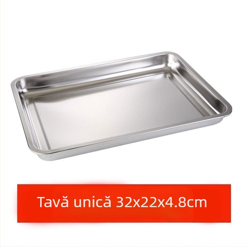 Tavă pătrată din oțel inoxidabil, pentru uz comercial, cu rack din plasă pentru controlul uleiului, tavă de filtrare apă-ulei, prezentare pentru alimente, pentru frigere și condimentare