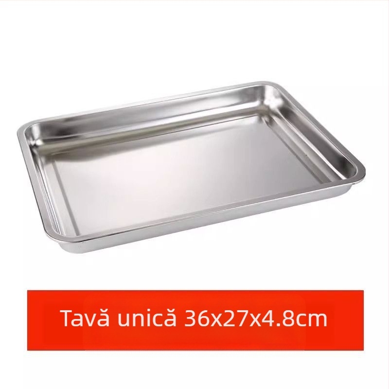 Tavă pătrată din oțel inoxidabil, pentru uz comercial, cu rack din plasă pentru controlul uleiului, tavă de filtrare apă-ulei, prezentare pentru alimente, pentru frigere și condimentare