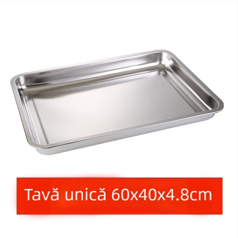 Tavă pătrată din oțel inoxidabil, pentru uz comercial, cu rack din plasă pentru controlul uleiului, tavă de filtrare apă-ulei, prezentare pentru alimente, pentru frigere și condimentare