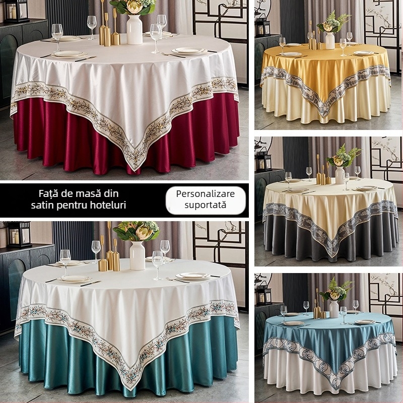 Clouds Față de masă – rotundă, poliester, model solid, stil modern minimalist, pentru hoteluri și banchete