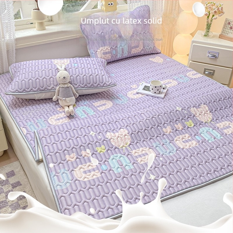 Set de 3 cearșafuri cu elastic pentru saltea, latex natural, conținut latex 90%+, țesătură imprimată