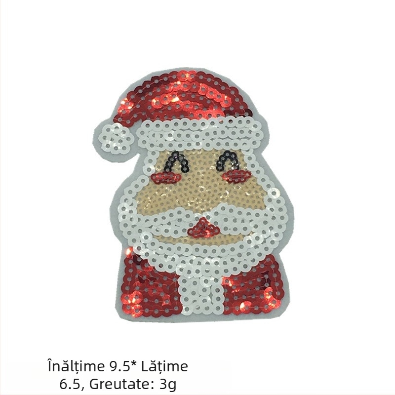 Aplicație Om de zăpadă – Broderie cu mărgele și paiete pentru decor DIY brad Crăciun (Material: Broderie cu mărgele; Domeniu de aplicație: Altele; Marcă: Altele)