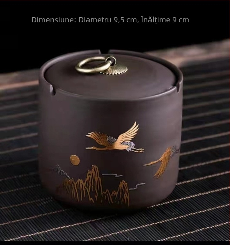 Cenușar ceramic cu capac — rezistent la vânt, decorativ, imprimare logo, posibilitate de personalizare