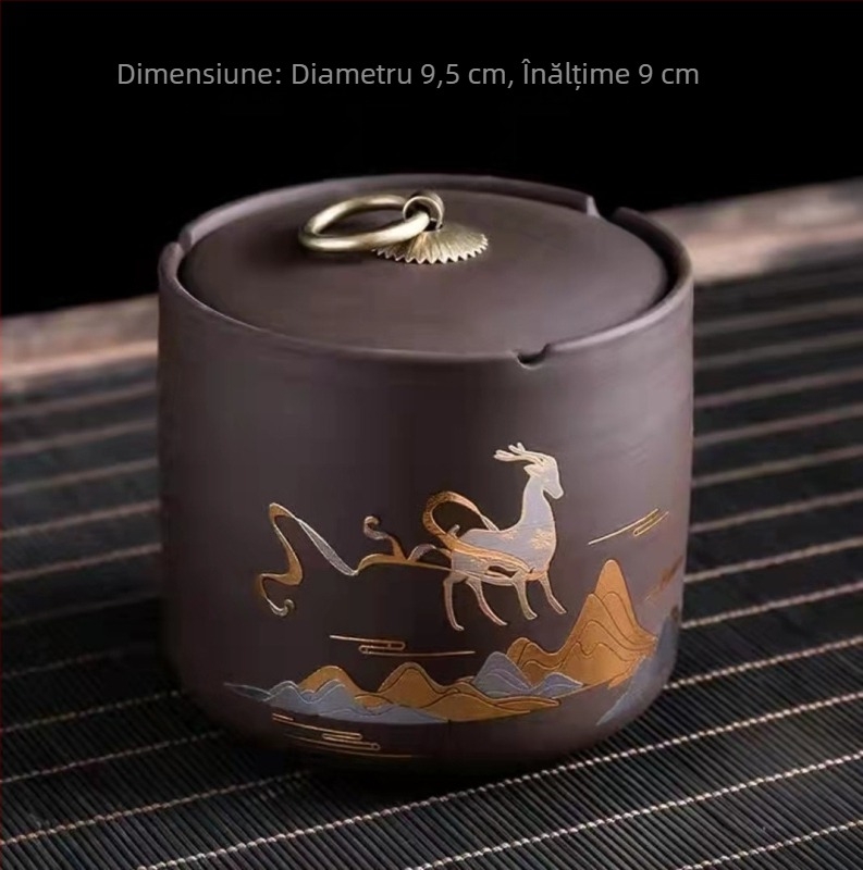 Cenușar ceramic cu capac — rezistent la vânt, decorativ, imprimare logo, posibilitate de personalizare