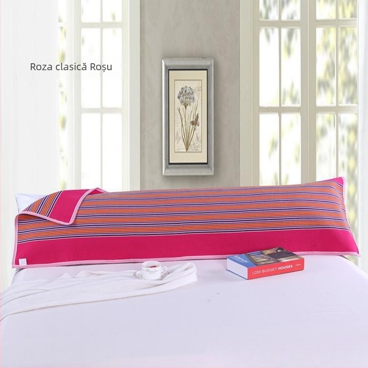 Husă de pernă pentru doi, din pânză de bumbac tradițională grosieră, stil lung, țesătură densă.