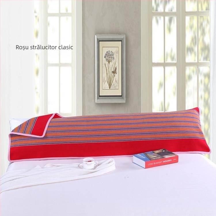 Husă de pernă pentru doi, din pânză de bumbac tradițională grosieră, stil lung, țesătură densă.