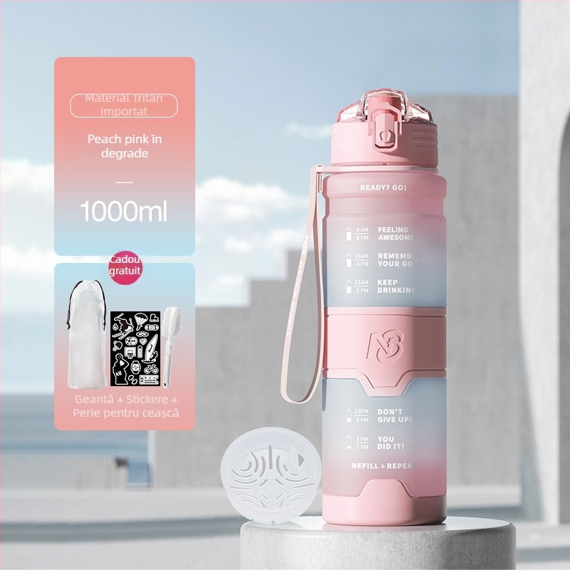 Sticlă de apă sport din Tritan, stil universal, Step firmly, pentru fitness și activități în aer liber