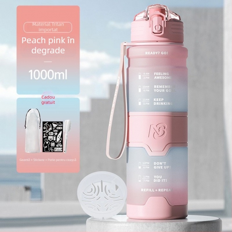 Sticlă de apă sport din Tritan, stil universal, Step firmly, pentru fitness și activități în aer liber