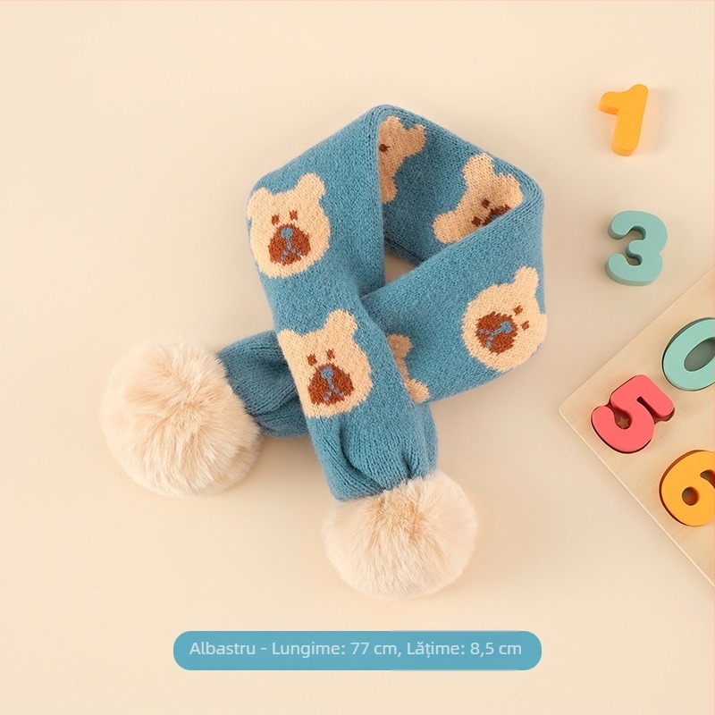 Fular din cașmir cu model iepuraș, tricotat prin warp knitting, lățime 8,5 cm, unisex, lungime medie