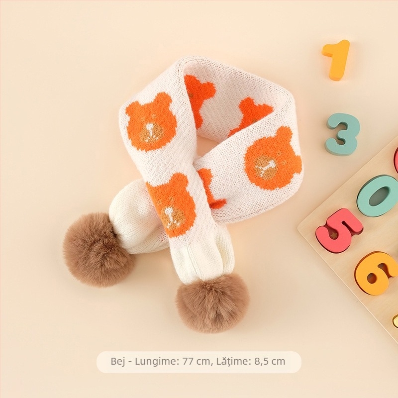 Fular din cașmir cu model iepuraș, tricotat prin warp knitting, lățime 8,5 cm, unisex, lungime medie