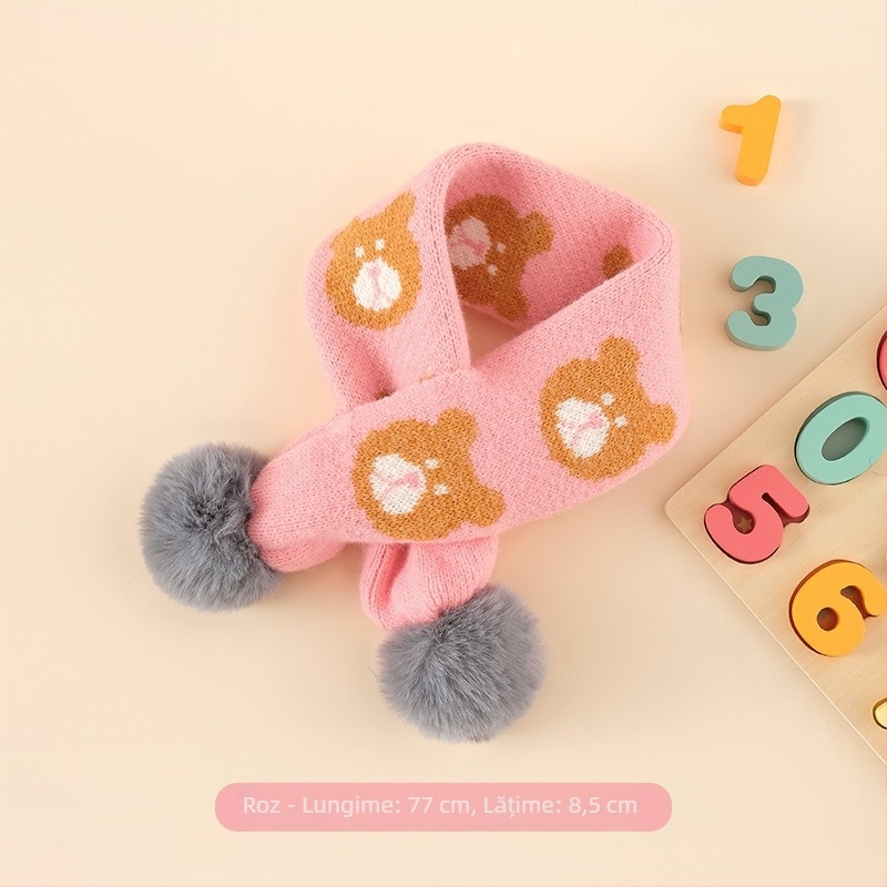 Fular din cașmir cu model iepuraș, tricotat prin warp knitting, lățime 8,5 cm, unisex, lungime medie