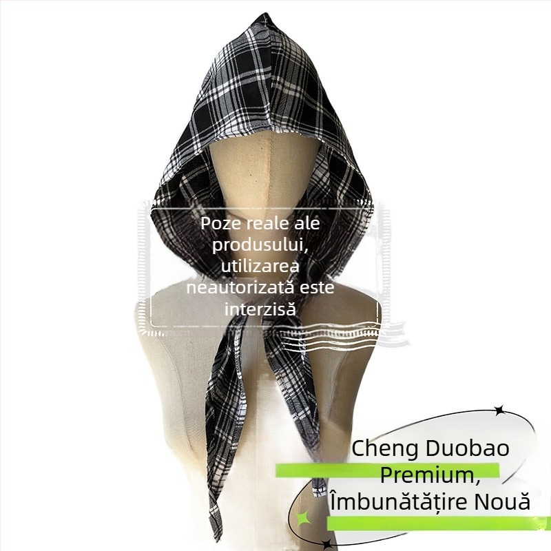 Accesorii pentru cap: eșarfă cu glugă, stil retro japonez, unisex, bumbac