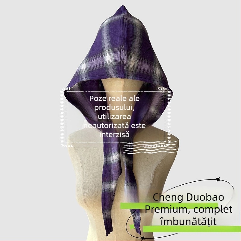 Accesorii pentru cap: eșarfă cu glugă, stil retro japonez, unisex, bumbac