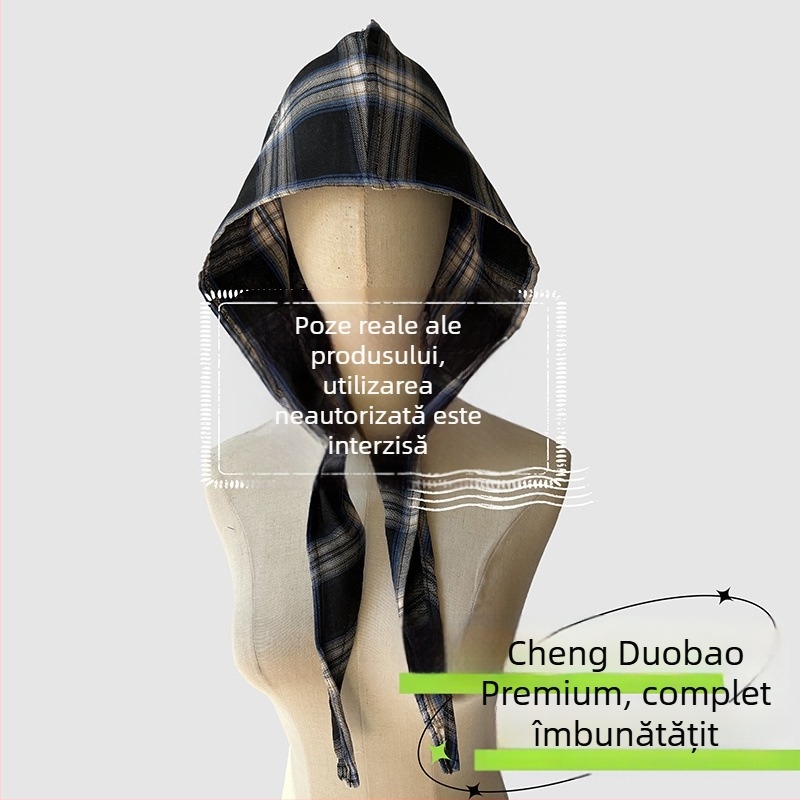 Accesorii pentru cap: eșarfă cu glugă, stil retro japonez, unisex, bumbac