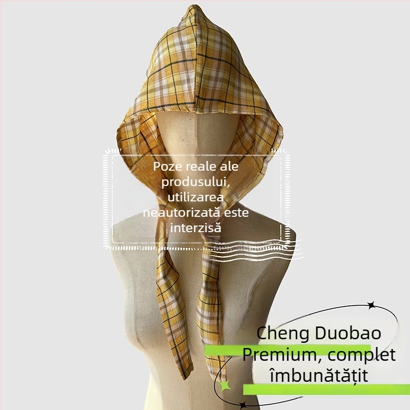 Accesorii pentru cap: eșarfă cu glugă, stil retro japonez, unisex, bumbac