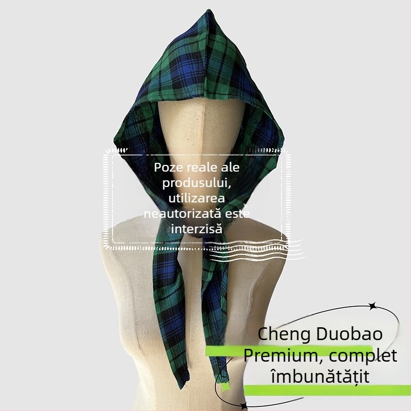 Accesorii pentru cap: eșarfă cu glugă, stil retro japonez, unisex, bumbac