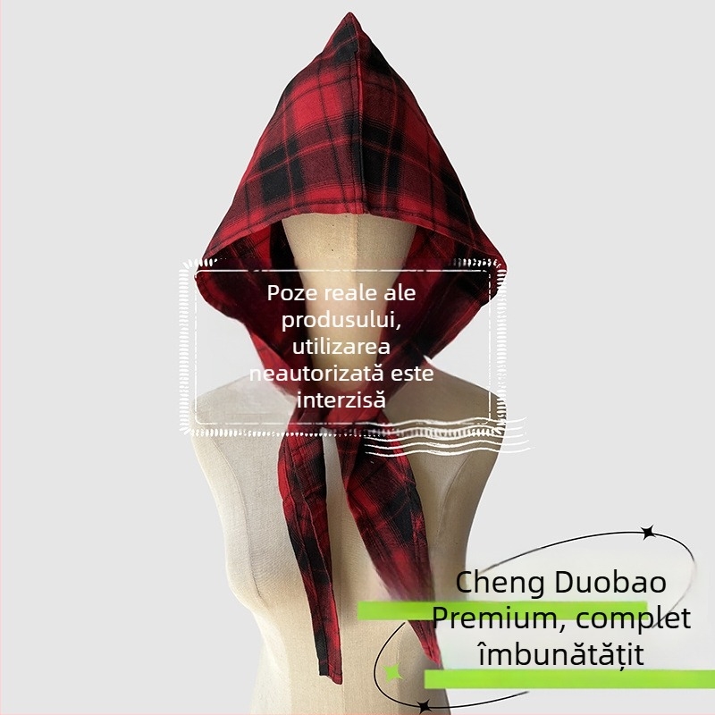 Accesorii pentru cap: eșarfă cu glugă, stil retro japonez, unisex, bumbac